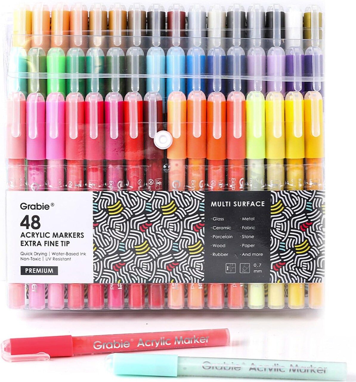 48 Colors, 0.7 mm, Extra Fine Tip Drawing Markers, Premium Paint Pens (Multicolor)